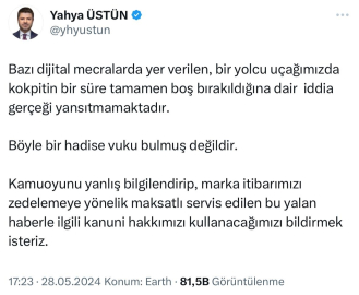 THY’den uçağın kokpitinin bir süre boş kaldığı gündeme oturdu