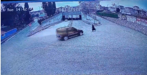 Bilecik’te hafif ticari aracın yayaya çarpma anı güvenlik kamerasına yansıdı