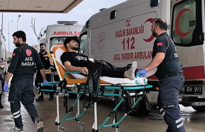 Kontrolden çıkan kamyonet direği devirdi