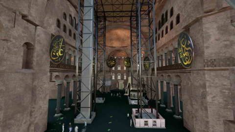 Ayasofya’nın ana kubbesinde tarihi restorasyon