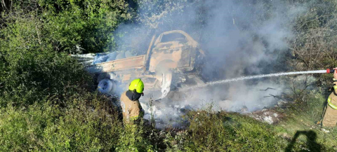 Gönen Denizkent-Biga yolunda araç yangını