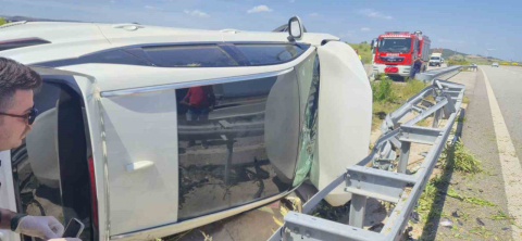 Kontroyden çıkan cip takla attı: 2 yaralı