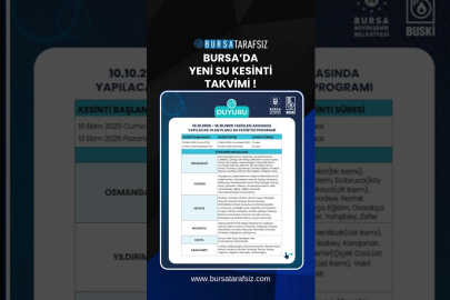 Bursa'da yeni su kesintisi takvimi!