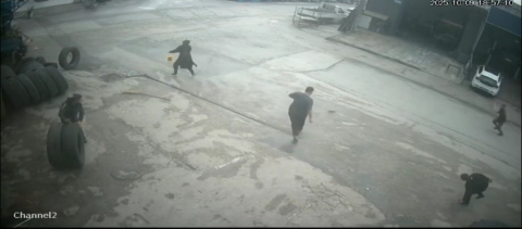 Fareyi süpürgeyle kovaladı, arkadaşı şut atar gibi tekme attı