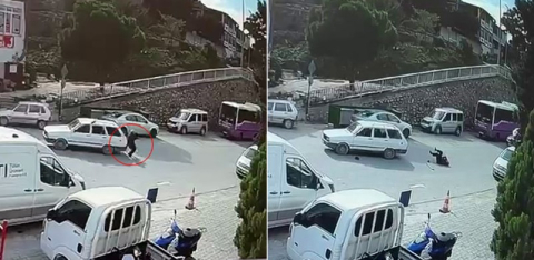 Geri manevra yapan otomobil, bastonla yürüyen yaşlı adama çarptı