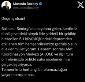 Başkan Bozbey’den deprem mesajı: "Temennimiz, herhangi bir olumsuzluğun yaşanmamış olması"