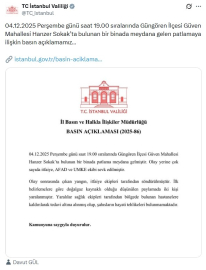 İstanbul Valiliğinden Güngören’deki patlamayla ilgili açıklama: "Doğalgaz kaynaklı olduğu düşünülen patlamada 2 kişi yaralandı"