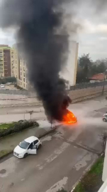 Bursa’da yanan araç art arda patladı, mahalleli panik yaşadı