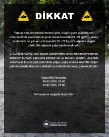 Bursa Valiliğinden kuvvetli yağış uyarısı