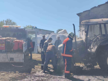 Keşan’da traktörde yangın