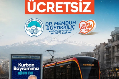Kayseri’de tramvaylar bayramda ücretsiz
