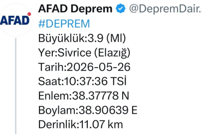 Elazığ’da bir deprem daha
