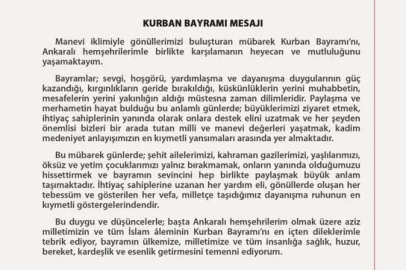 Ankara Valisi Canbolat’tan Kurban Bayramı mesajı
