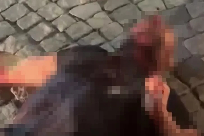 Husumetli olduğu akrabasının boğazını kesip kahvehanenin önüne attı
