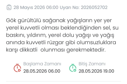 Meteoroloji Denizli için sarı kodulı uyarı verdi
