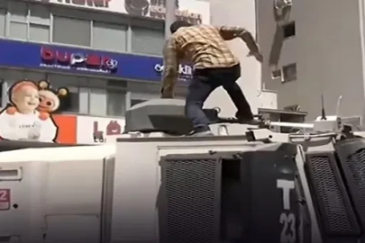 TOMA’nın üstüne çıkıp zarar veren saldırgan tutuklandı
