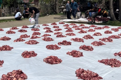 Yüksekova’da 100 yıllık gelenek: 140 kurban kesildi, etler tüm köye eşit dağıtıldı
