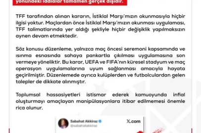 DMM’den maçlarda İstiklal Marşı uygulanması kaldırıldı iddialarına yalanlama
