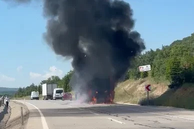 Eskişehir - Kütahya yolunda korkutan yangın
