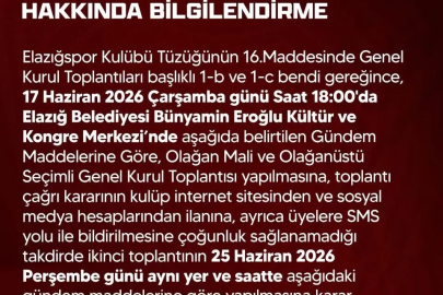 Elazığspor’da genel kurul tarihi netleşti
