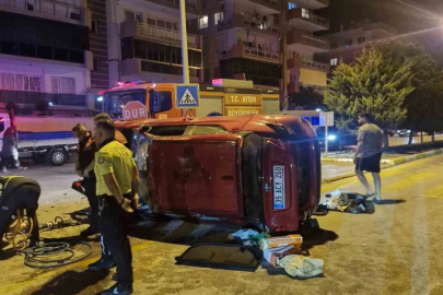 Kuşadası’nda takla atan otomobilin sürücüsü yaralandı

