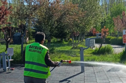 Bayburt’ta kene riskine karşı yeşil alanlar ilaçlandı
