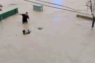 Sel sularına kapılan yaşlı adamı son anda kurtardılar
