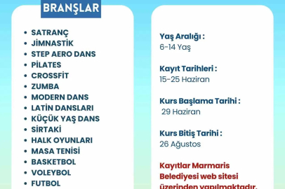 Marmaris Belediyesi’nden çocuklar için 17 branşta ücretsiz yaz kursu
