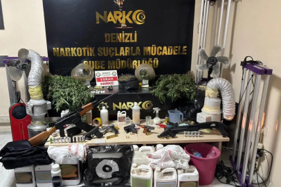 Denizli’de çok sayıda silah ve kenevir yetiştirme ekipmanları ele geçirildi
