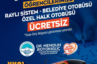 YKS adaylarına ulaşım ücretsiz
