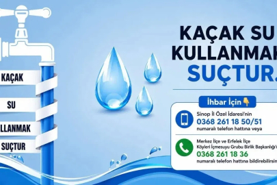 Sinop’ta kaçak su kullanan 8 haneye toplam 280 bin TL para cezası
