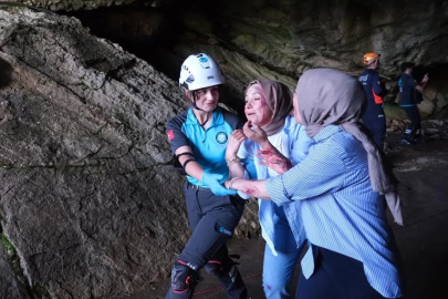 Mağarada gerçeğini aratmayan tatbikat
