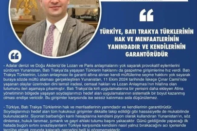 MHP’li Özdemir: "Türkiye, Batı Trakya Türklerinin hak ve menfaatlerinin yanındadır ve garantörüdür"
