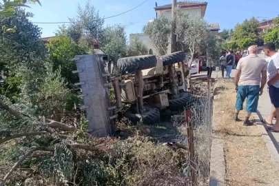 Bahçeye devrilen iş makinesinin sürücüsü hayatını kaybetti
