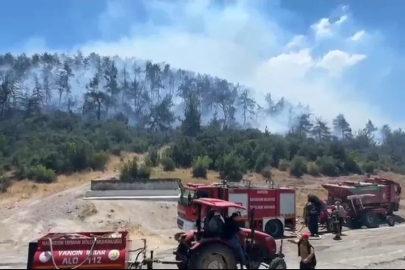 Kepsut’ta yangınla mücadele sürüyor
