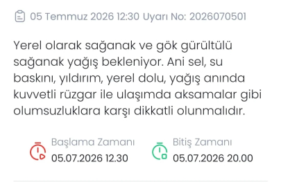 Denizli için kuvvetli yağış ve sel uyarısı
