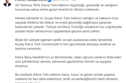 AK Parti'li Zorlu'dan Kıbrıs Barış Harekatı mesajı