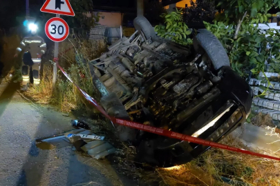 Bursa'da kontrolden çıkan otomobil takla attı: 2 yaralı