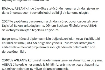 Türkiye, ASEAN’ın 'Diyalog Ortağı' kabul edildi