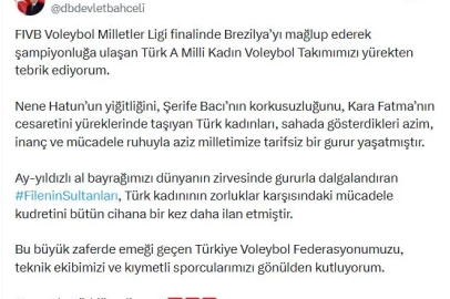 Bahçeli'den, A Milli Kadın Voleybol Takımı'na tebrik