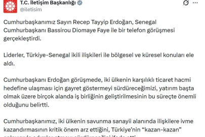 Cumhurbaşkanı Erdoğan, Senegal Cumhurbaşkanı Faye ile telefonda görüştü
