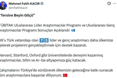 TÜBİTAK Uluslararası Lider Araştırmacılar Programı ve Uluslararası Genç Araştırmacılar Programı sonuçları açıklandı