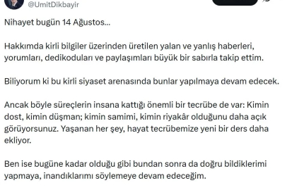Ümit Dikbayır: Hakkımda üretilen yalan haberleri sabırla takip ettim