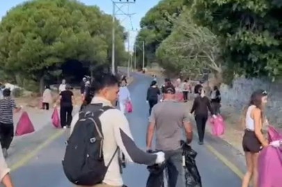 Balıkesir'de yangının ardından çevre farkındalığı için çöp topladılar
