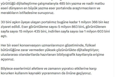 485 bin yazma ve nadir matbu eseri dijital ortamda