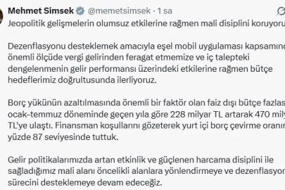 Bakan Şimşek: Dezenflasyon sürecini desteklemeye devam edeceğiz