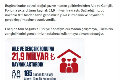 Bakan Bayraktar: 185 binden fazla gencimizin yuva kurmasına destek verdik