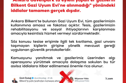 DMM: Güvenpark’ta eylem yapan er gazilerin Bilkent Gazi Uyum Evi’ne alınmadığı iddiaları gerçek dışı 