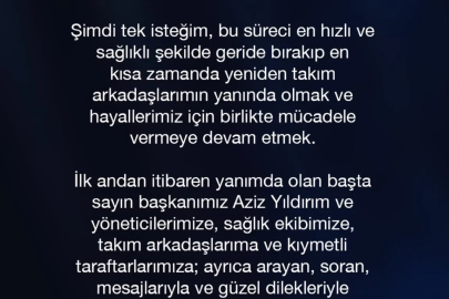 Kerem Aktürkoğlu: Tek isteğim, bu süreci en hızlı ve sağlıklı şekilde geride bırakıp takım arkadaşlarımın yanında olmak