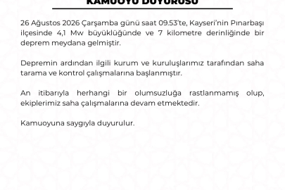 Kayseri'de 4.1 büyüklüğünde deprem